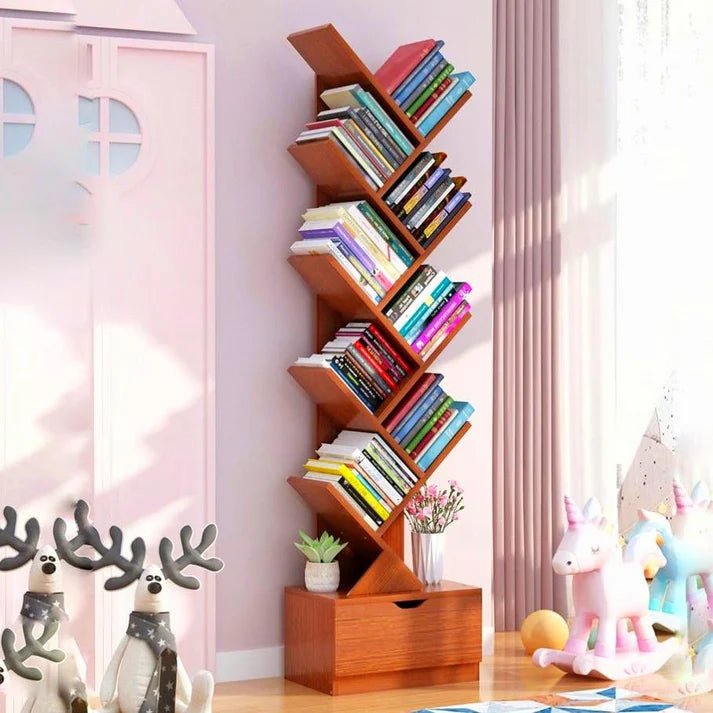 Wooden Tree 9 Shape Bookshelf For Office/Home
