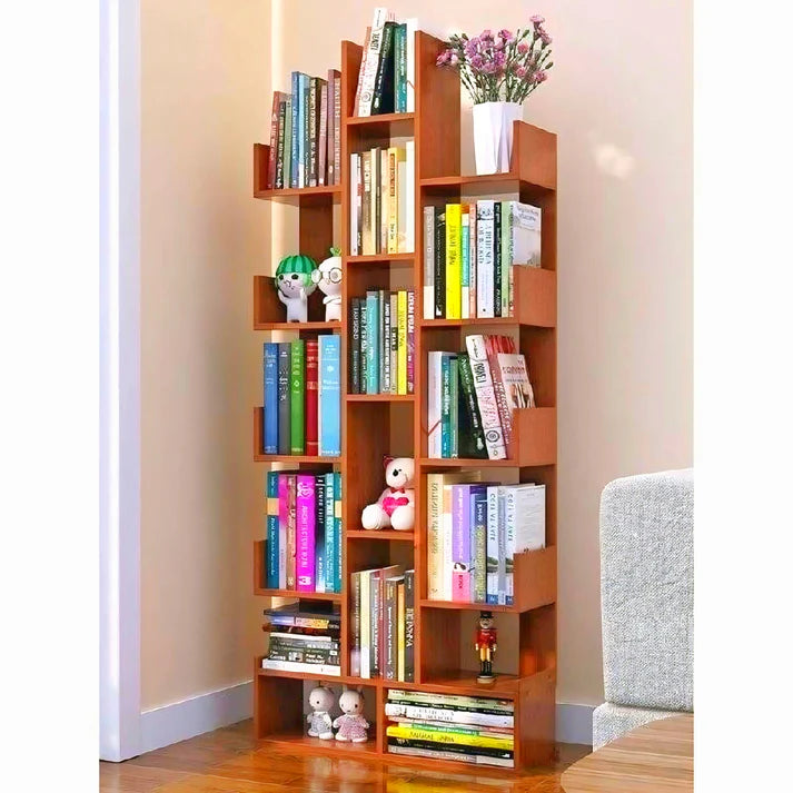 Wooden L-Shape Bookshelf For Office & Home