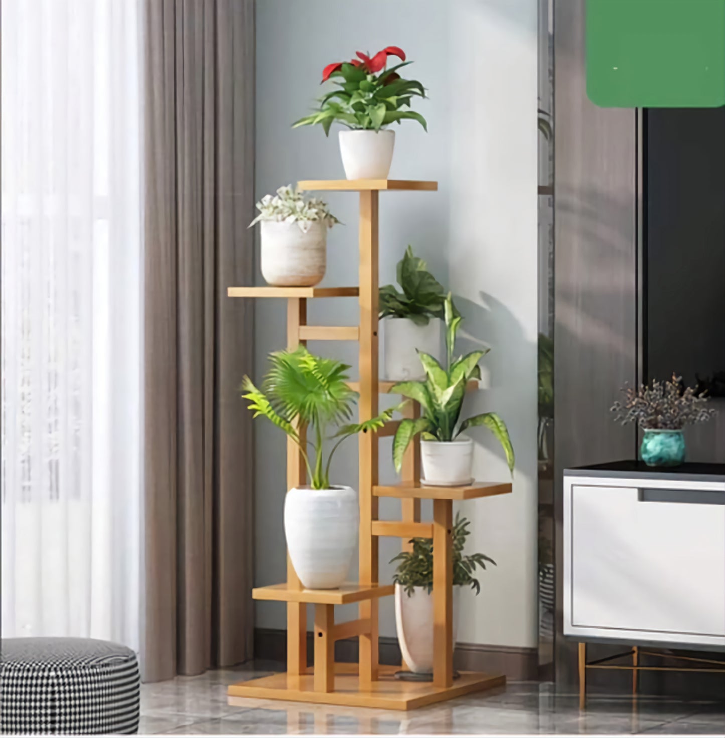 5 Tier Wooden Flower Plant Stand For Living Room/Office/ Balcony