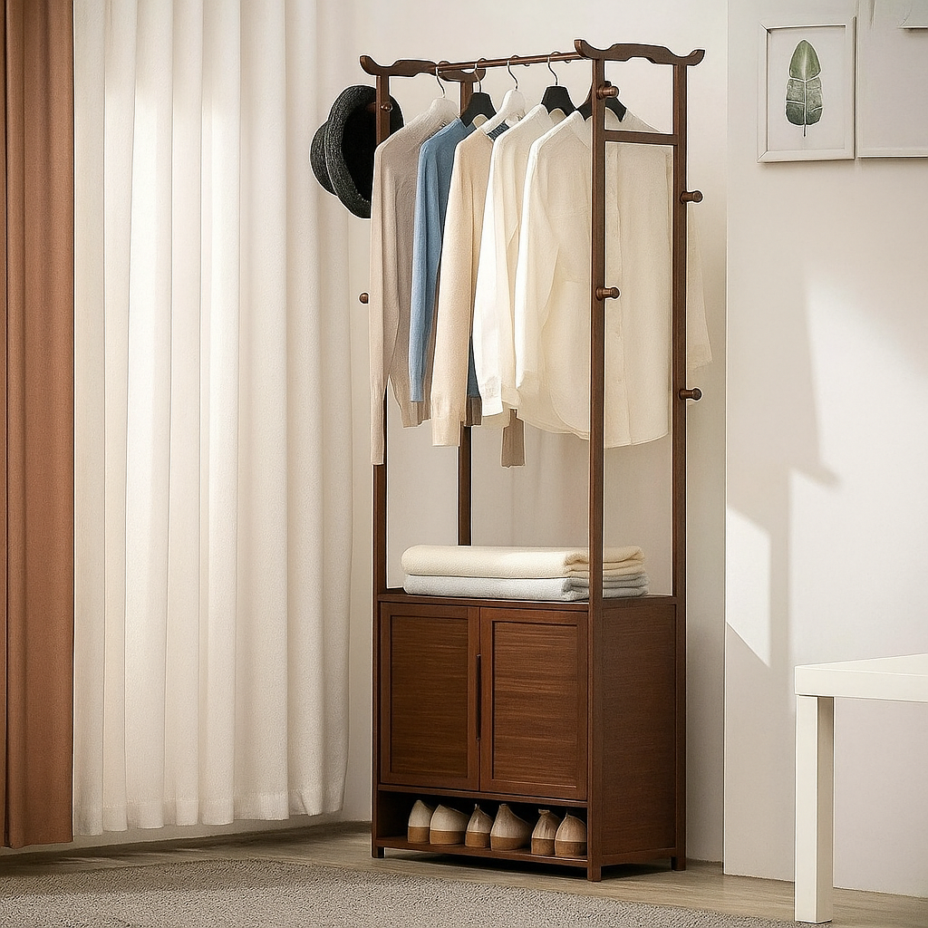 Wooden Alna with Cabinet & Modern Clothes Rack