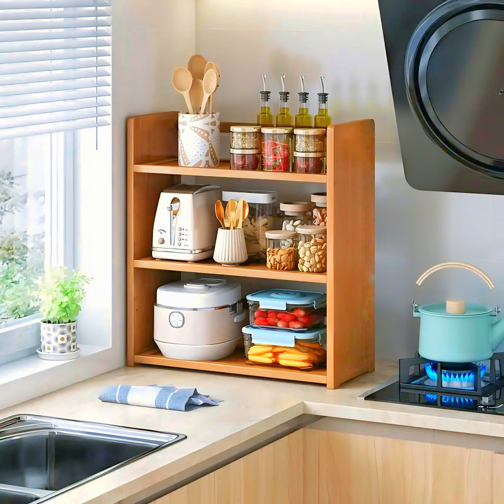Elegant Wooden Kitchen Shelf – A Perfect Blend of Style & Storage for Your Beautiful kicten