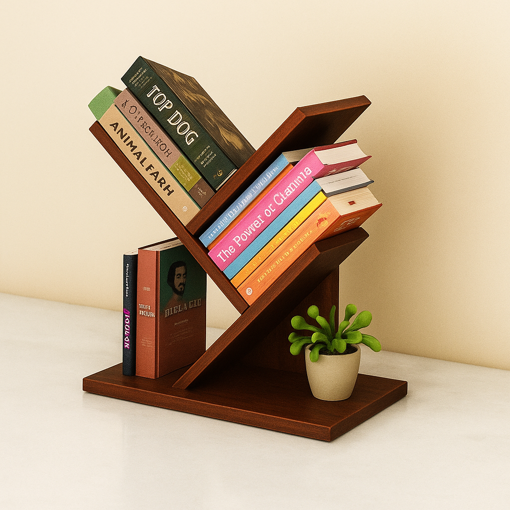 Premium Wooden 2 L-Shape Mini Bookshelf – Perfect for Office & Home Decor