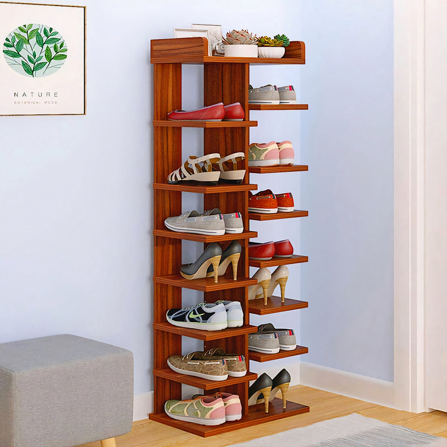 Wooden Shoe Rack Organizer