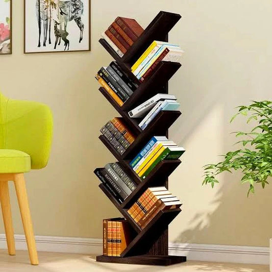 Wooden Tree 9 Shape Bookshelf For Office/Home Without Box