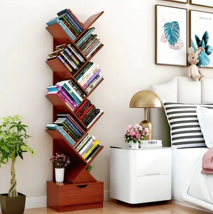 Wooden Tree 9 Shape Bookshelf For Office/Home