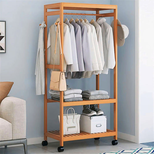Wooden Clothes Stand with Rack