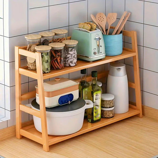 Multifunctional Wooden Kitchen Shelf