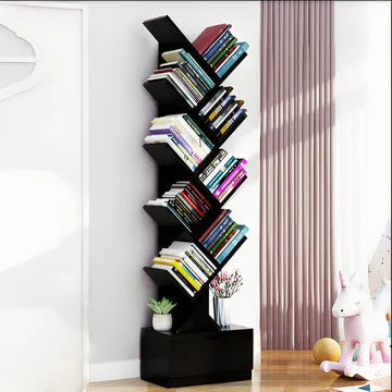 Wooden Tree 9 Shape Bookshelf For Office/Home