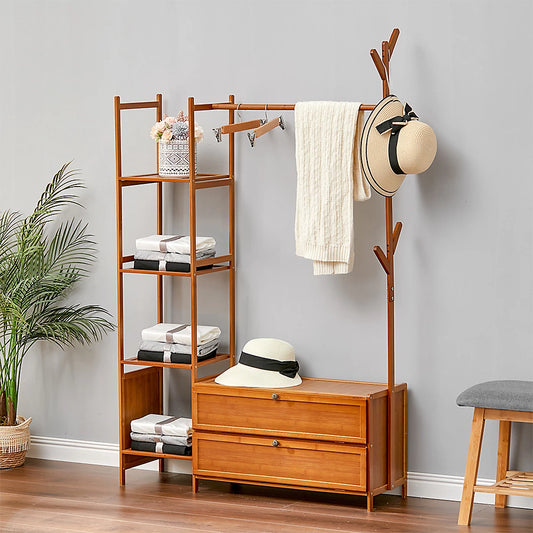 Wooden Clothes Stand & Storage Organizer