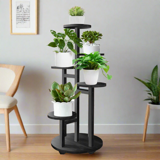 Wooden Round Flower Plant Stand For Living Room/Office/ Balcony