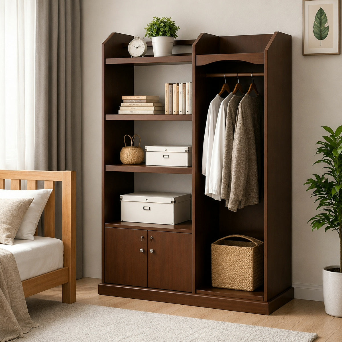 Premium Multifunctional Wooden Wardrobe & Open Closet Organizer