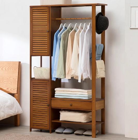 Wooden Clothes Stand Organizer with Shoe Storage | Modern Clothes Rack & Alna for Home