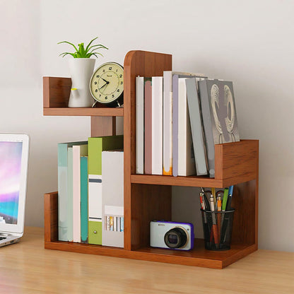Elegant Wooden L-Shape Mini Bookshelf | Space-Saving Storage for Office & Home