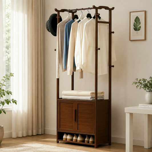 Wooden Alna with Cabinet & Modern Clothes Rack