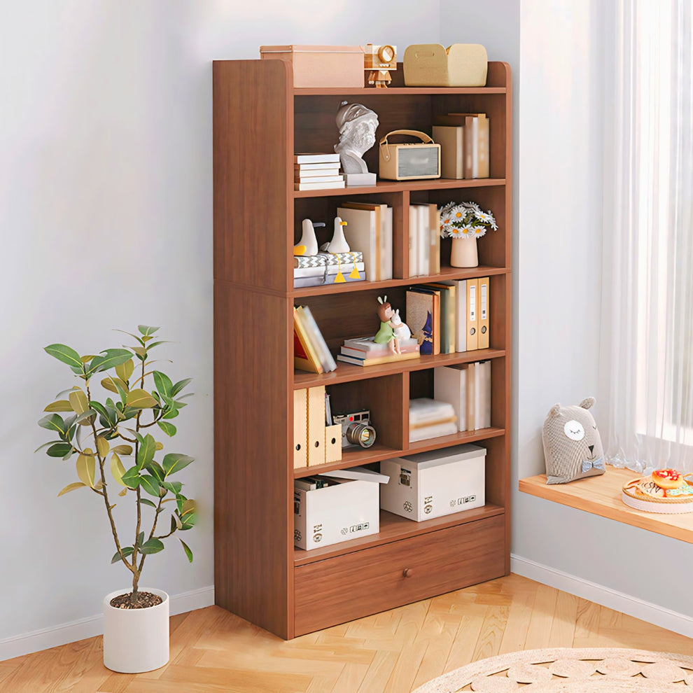 Wooden Bookshelf with 6 Shelves & 1 Drawer – Functional Storage Solution