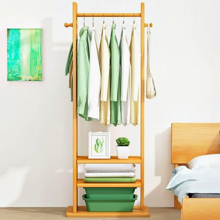 Wooden Multi Layer Alna With 3 Side Hook And 3 Shelf