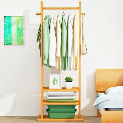 Wooden Multi Layer Alna With 3 Side Hook And 3 Shelf