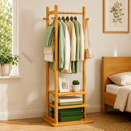 Wooden Multi Layer Alna With 3 Side Hook And 3 Shelf