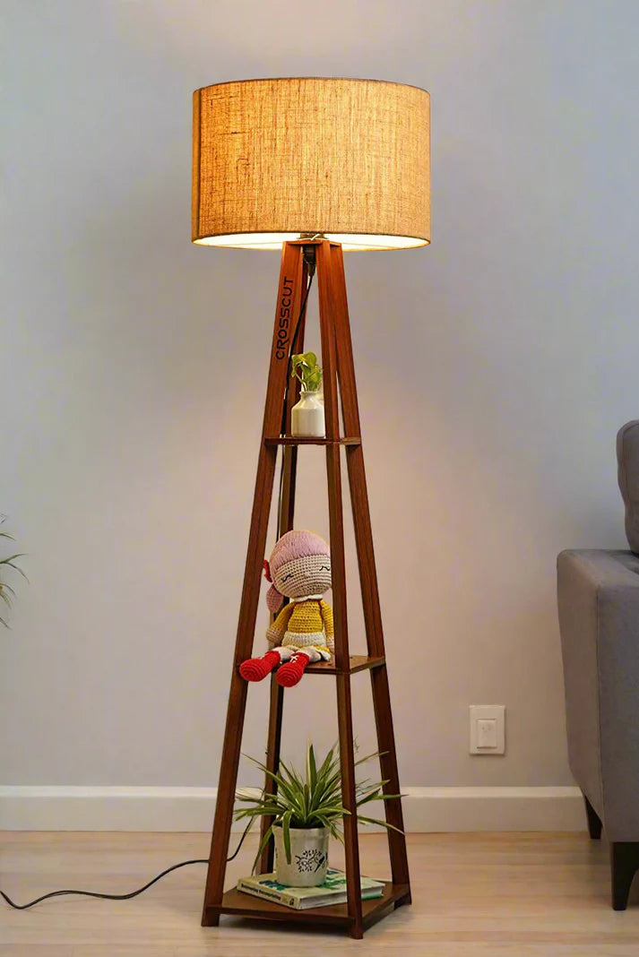 Wooden Trypod Floor Lamp for Bedroom & Living Room