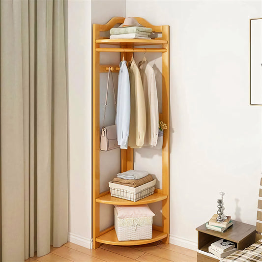 Wooden wall Corner Shelf & cloth Organizer