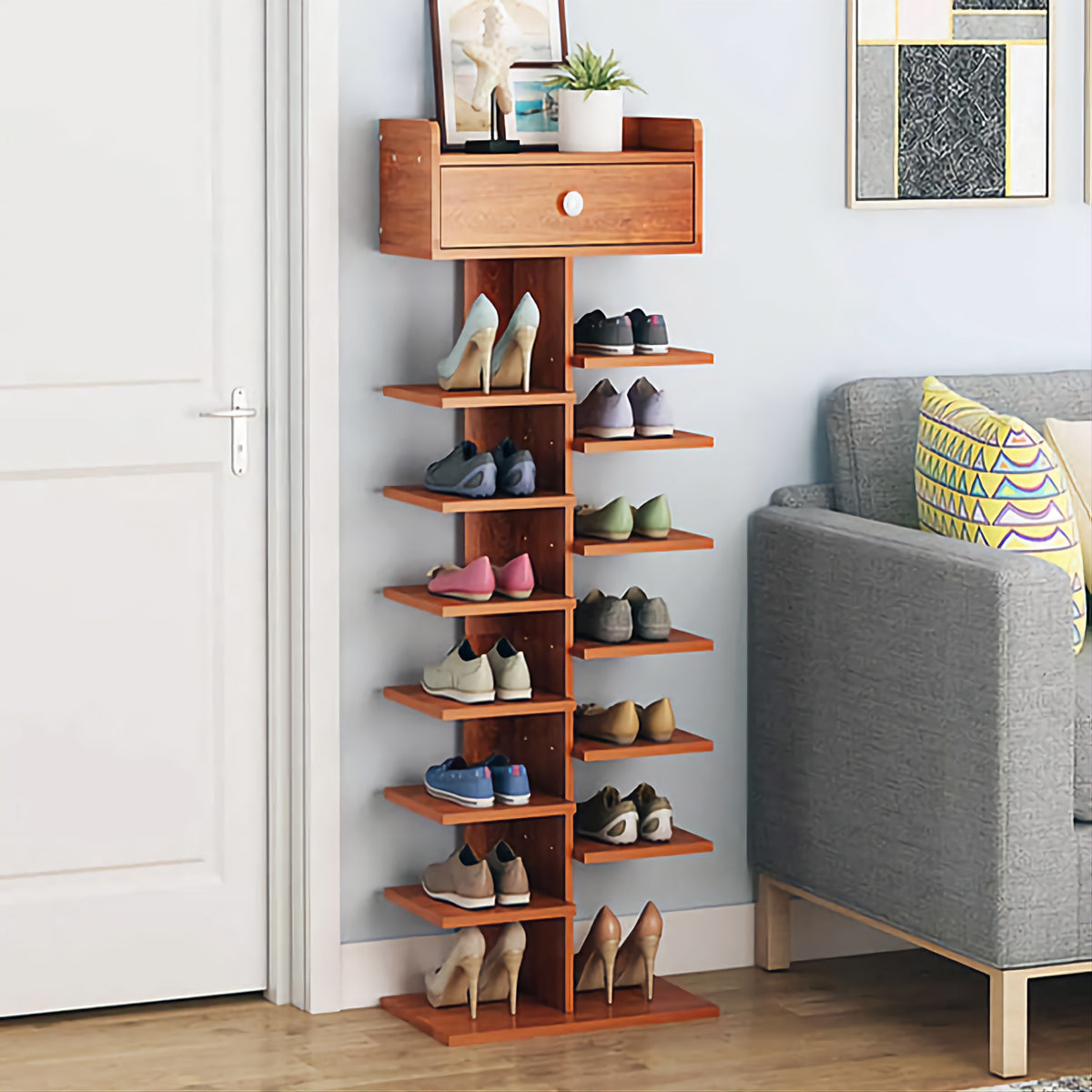 Side Way Shoe Rack Door side Double Shoe rack Organaizer – Home Decor Furniture