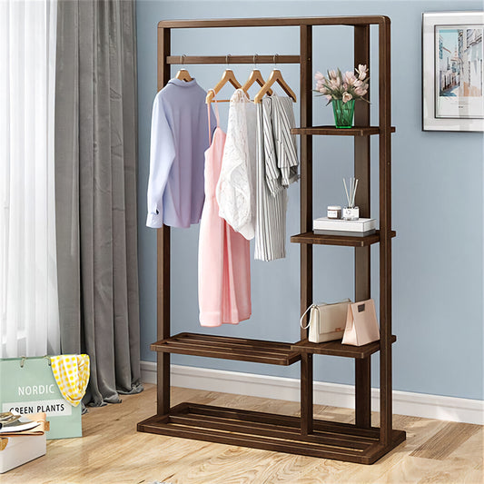Wooden Cloth stand with rack & 4 Shelf