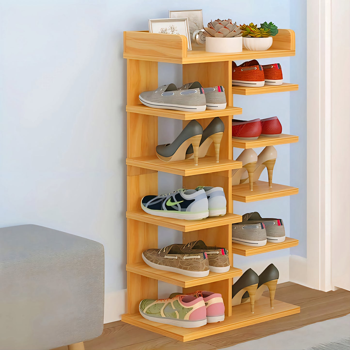 Mini Double Row Shoe Rack