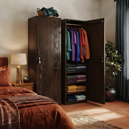 Premium Mahogany Wooden Wardrobe | 2 Door Bedroom Almirah