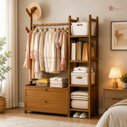 Wooden Clothes Stand & Storage Organizer