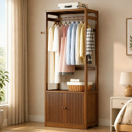 Wooden Cloth Stand Cabinet | Simple 2 Range mordern look
