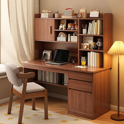 Wooden Study Table with Bookshelf | Modern Computer Desk with Storage