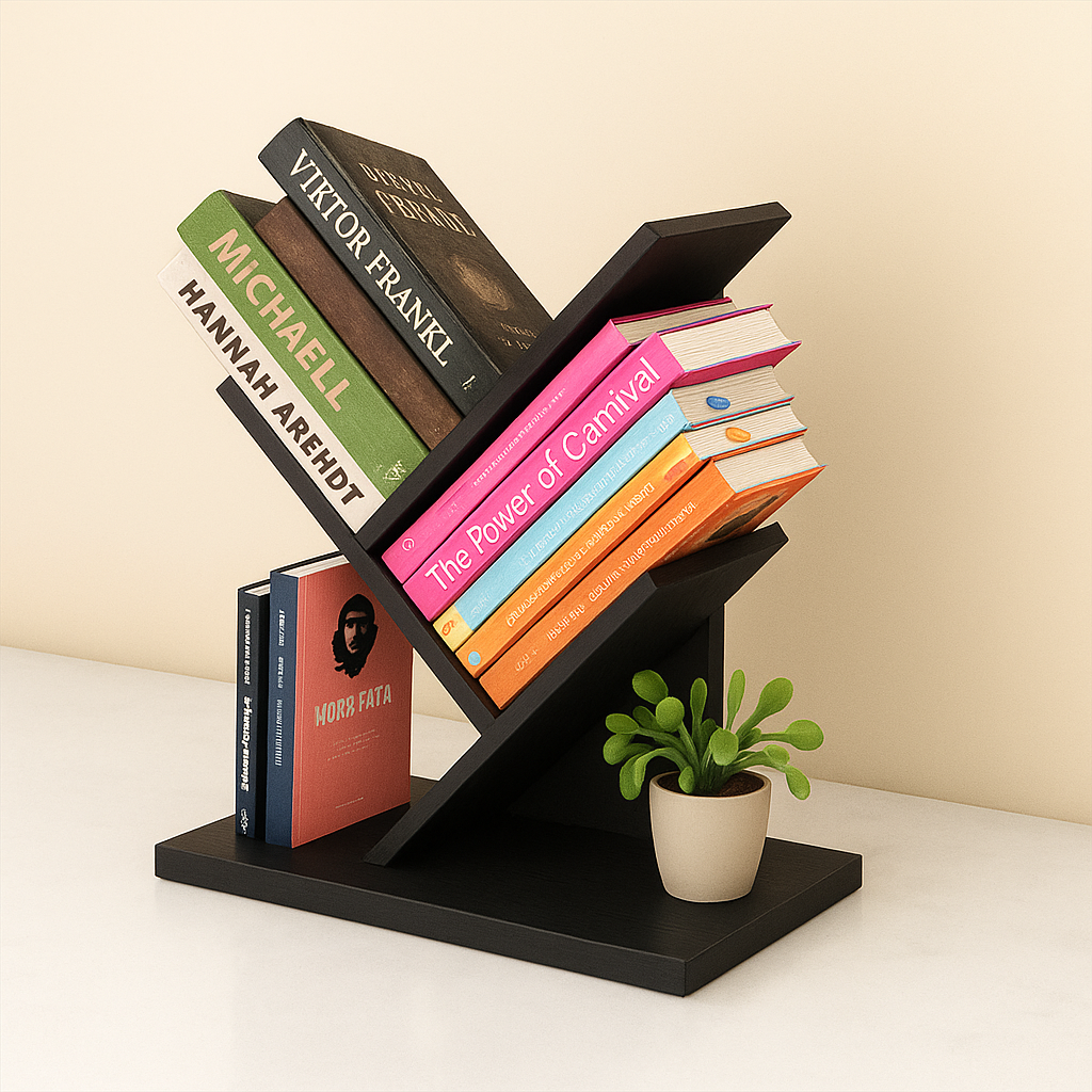 Premium Wooden 2 L-Shape Mini Bookshelf – Perfect for Office & Home Decor
