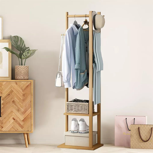 Wooden Multi Layer Alna With 3 Side Hook And 2 Shelf For Bedroom