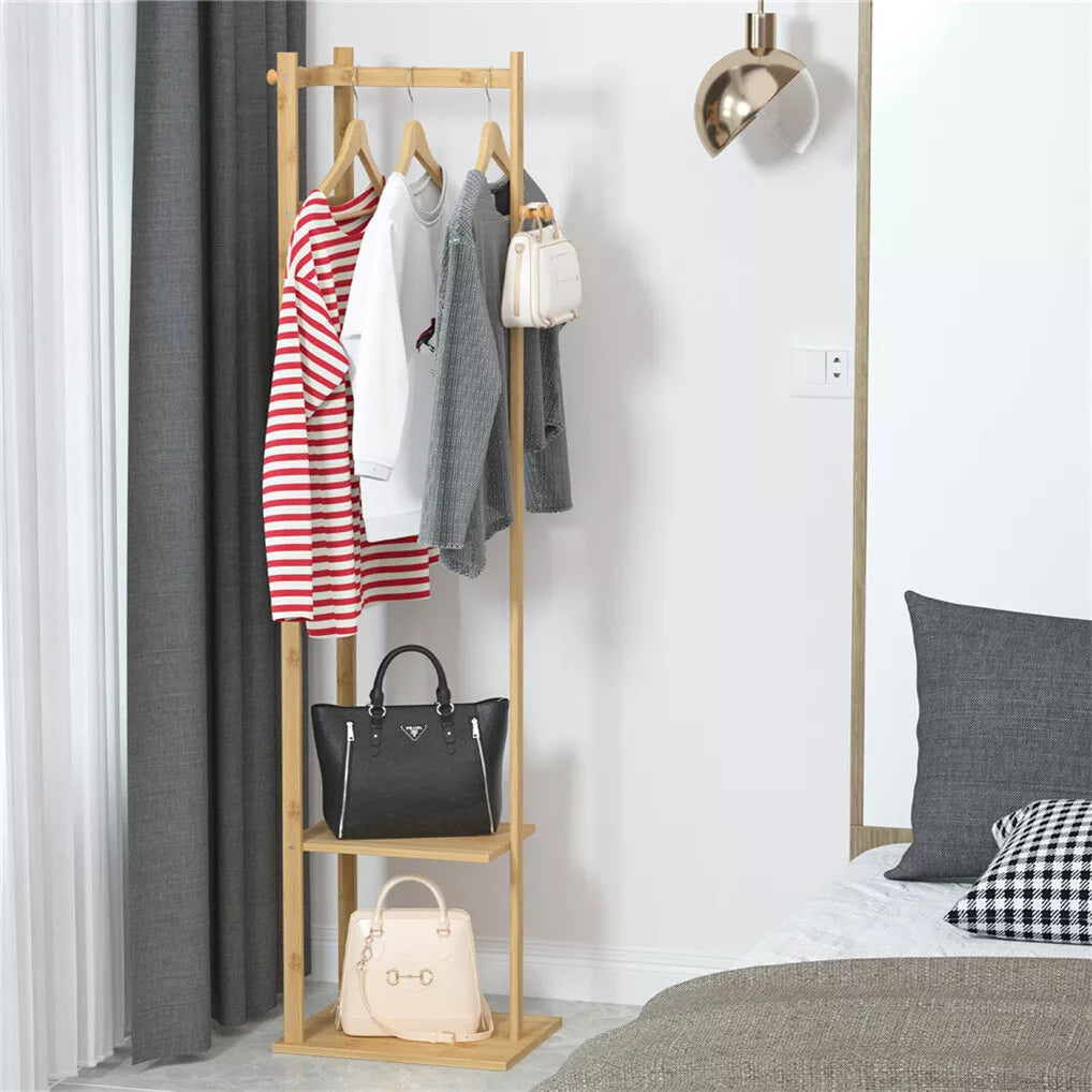 Wooden Multi Layer Alna With 3 Side Hook And 2 Shelf For Bedroom