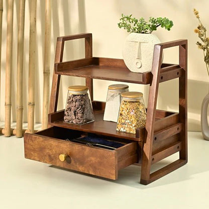 Wooden Kitchen Rack with Drawer