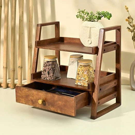 Wooden Kitchen Rack with Drawer